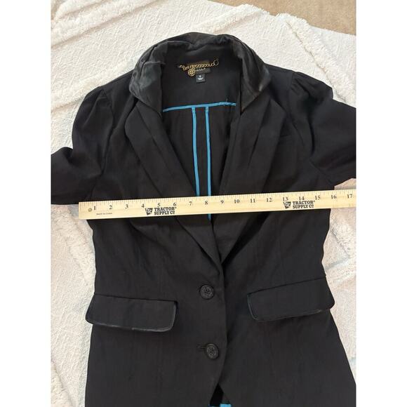 Vintage Nicole Miller Stretch Fitted 2 Button Blazer Size 8 With Satin Detail - Picture 4 of 5